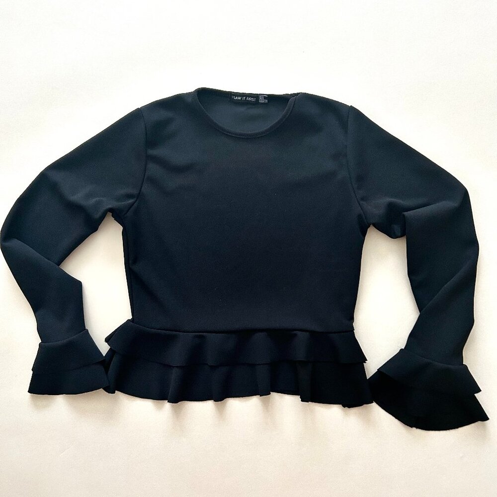 I SAW IT FIRST by ASOS Black ruffle short top